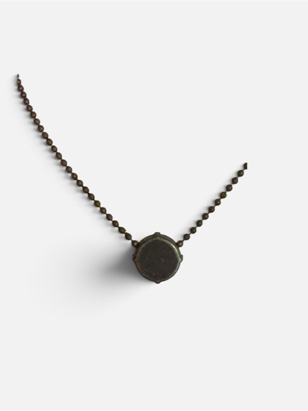 Sibka Crystal Solitaire Pendant Necklace Antique Brass Tone